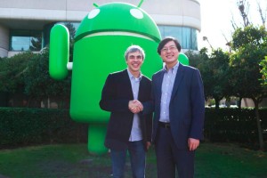 Google CEO Larry Page and Lenovo CEO Yang Yuanqing